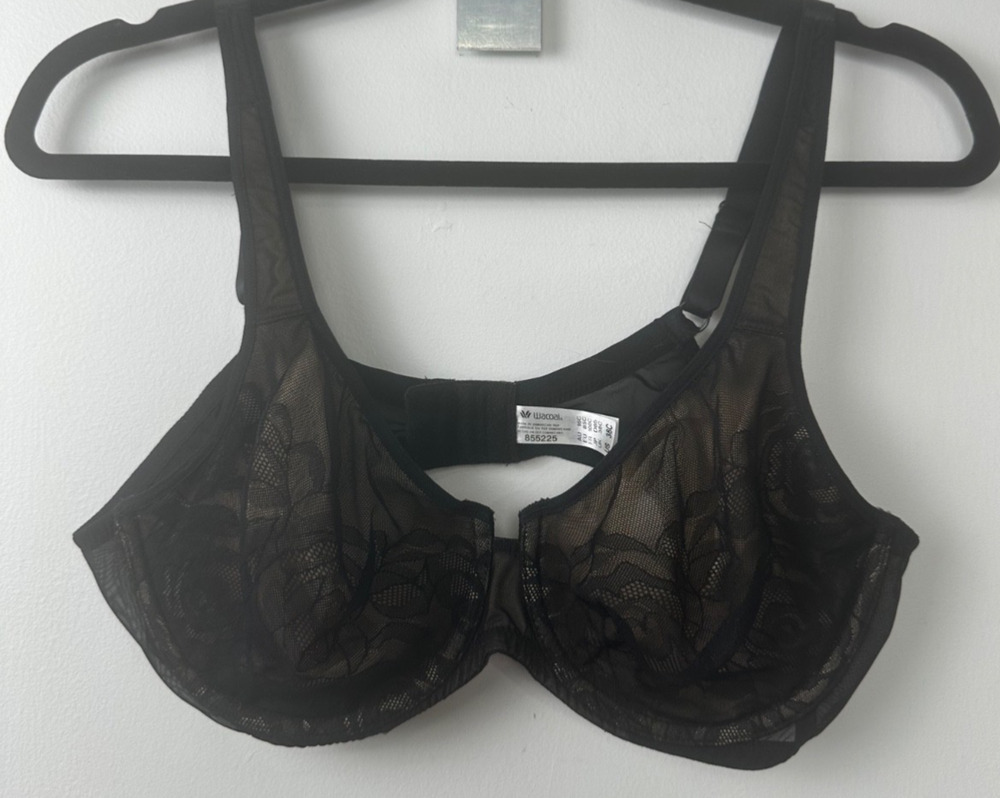 Wacoal Stark Beauty Rose Lace Bra 855225 Women's Black Size 38C Sexy A1